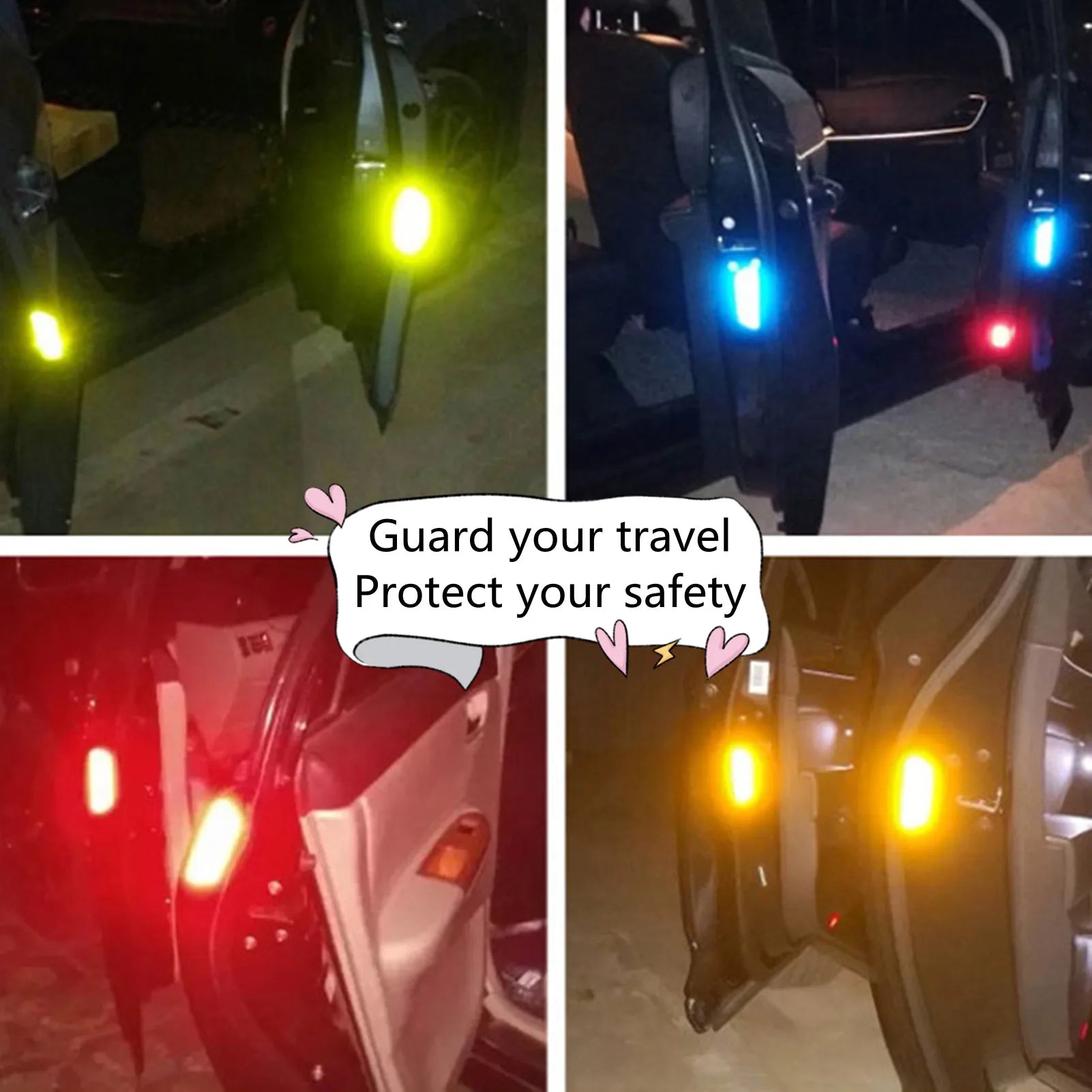 6Piece Reflective Car Door Sticker Safety Opening Warning Car Accessories Reflector Tape Decal Auto Exterior Interior Reflector