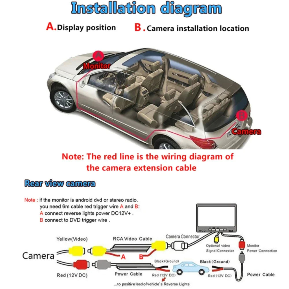 Car Rear View Camera 170 Degree HD Video Night Vision Reversing Auto Parking Camera CCD Waterproof LED Auto Backup Monitor