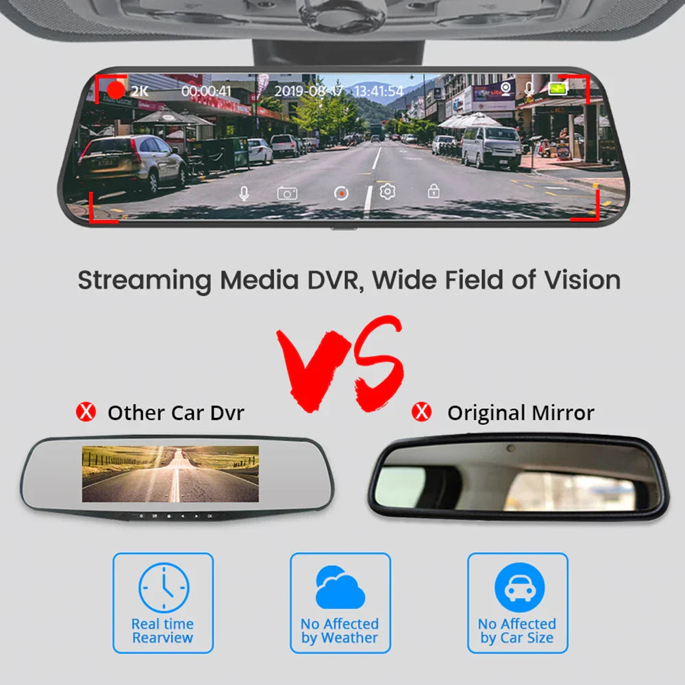 Mirror Camera for Car 10 Inch Touch Screen Video Recorder Rearview mirror Dash Cam Front and Rear Camera Mirror DVR Black Box