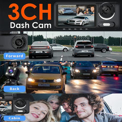 Wifi 3 Channel Lens Car Dvr Camera Dash Cam HD1080P Interior Vehicle Mini Recorder Video Registrator Dashcam Camcorder Black Box