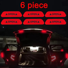 6Piece Reflective Car Door Sticker Safety Opening Warning Car Accessories Reflector Tape Decal Auto Exterior Interior Reflector