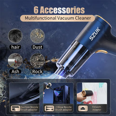 SZUK Car Vacuum Cleaner 98000Pa Mini Handheld Cleaning Machine Powerful Portable Blower Wireless Vacuum Cleaner for Car Home