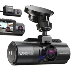 Vantrue N4 3 Channel 4K Dash Cam for Cars, Three Way Triple Car Camera, IR Night Vision, 24h Parking Mode, Support 256GB Max