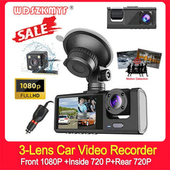 3 Channels Car Dvr 1080P Dash Cam for Cars Camera for Vehicle Video Recorder Front and Rear View Camera Black Box Car accessory